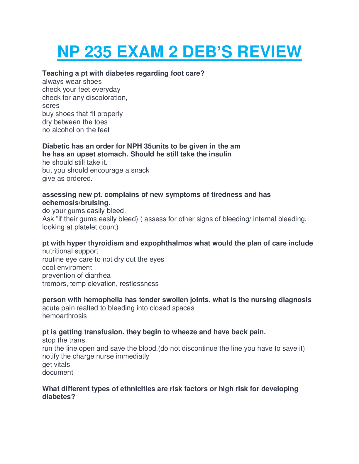 Preview image for NP 235 EXAM 2 DEB’S REVIEW COMPLETE SOLUTIN VERIFIED AND GRADED ANP 235 EXAM 2 DEB’S REVIEW COMPLETE SOLUTIN VERIFIED AND GRADED A